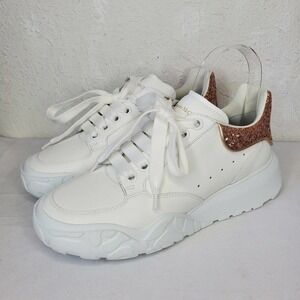 Alexander McQueen Oversized Sneakers White Tea Rose Court Glitter Back